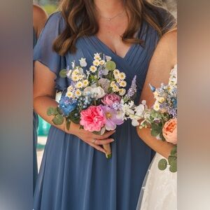 Dusty blue bridesmaid formal dress